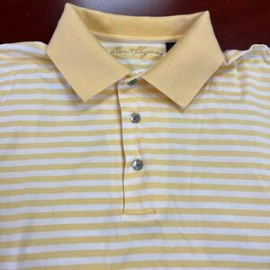 Ben Hogan Soft Yellow & White Stripe Golf Polo sz L EUC